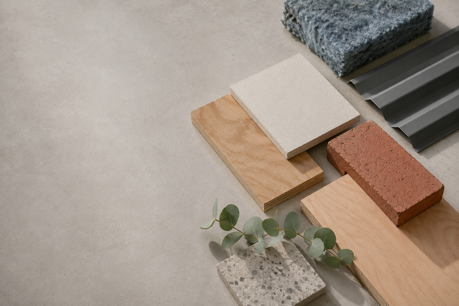 Timber, stone and brick finish samples